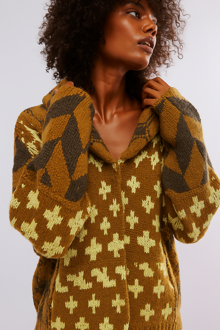 Portia™ | Abstract Printed Knitted Cardigan