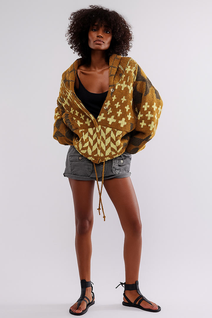 Portia™ | Abstract Printed Knitted Cardigan