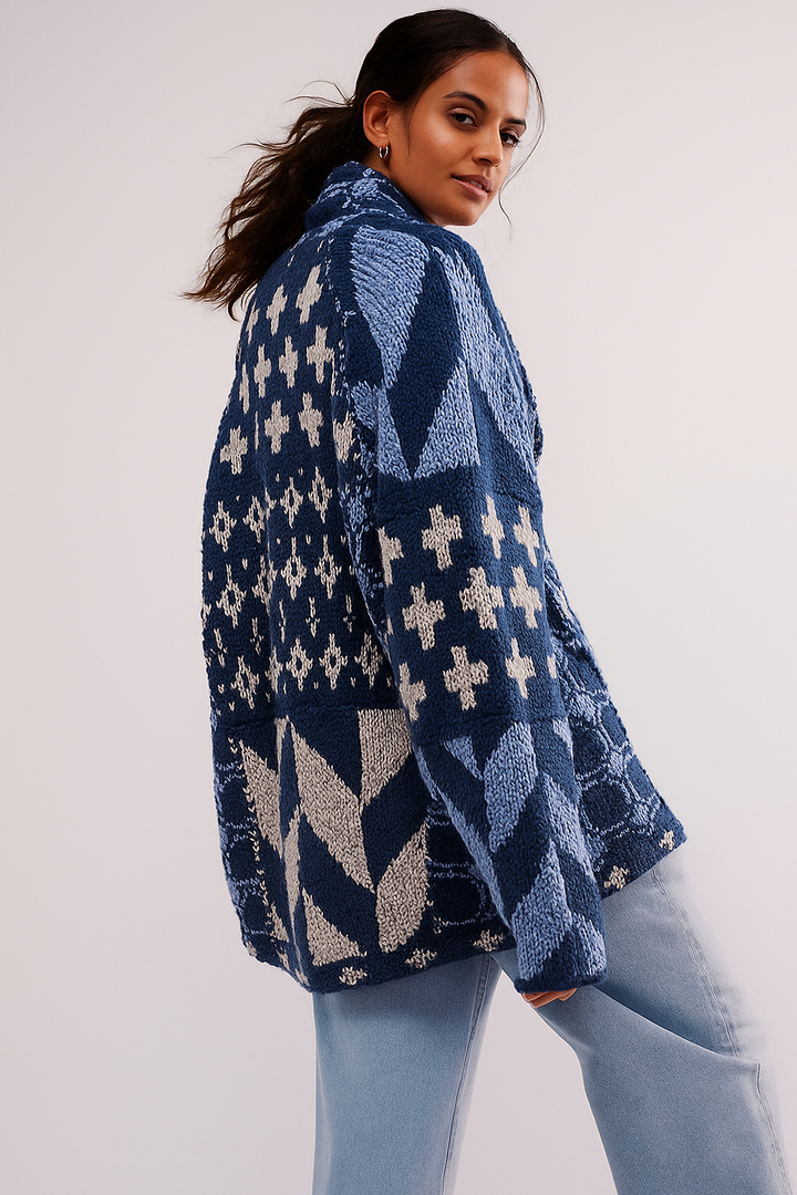 Portia™ | Abstract Printed Knitted Cardigan