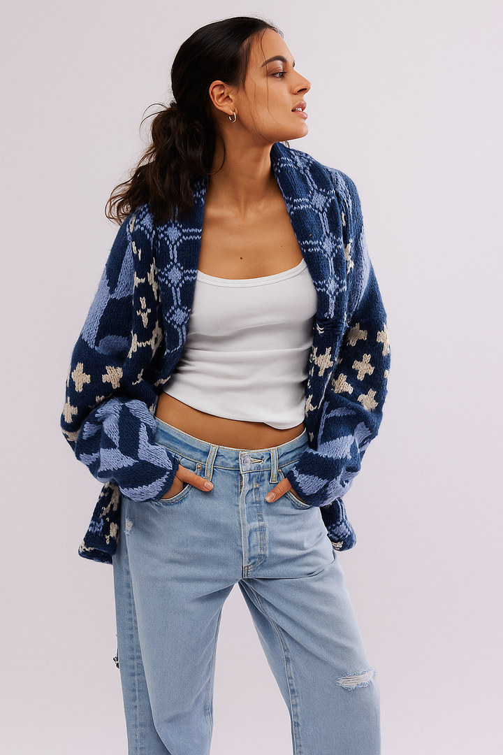 Portia™ | Abstract Printed Knitted Cardigan