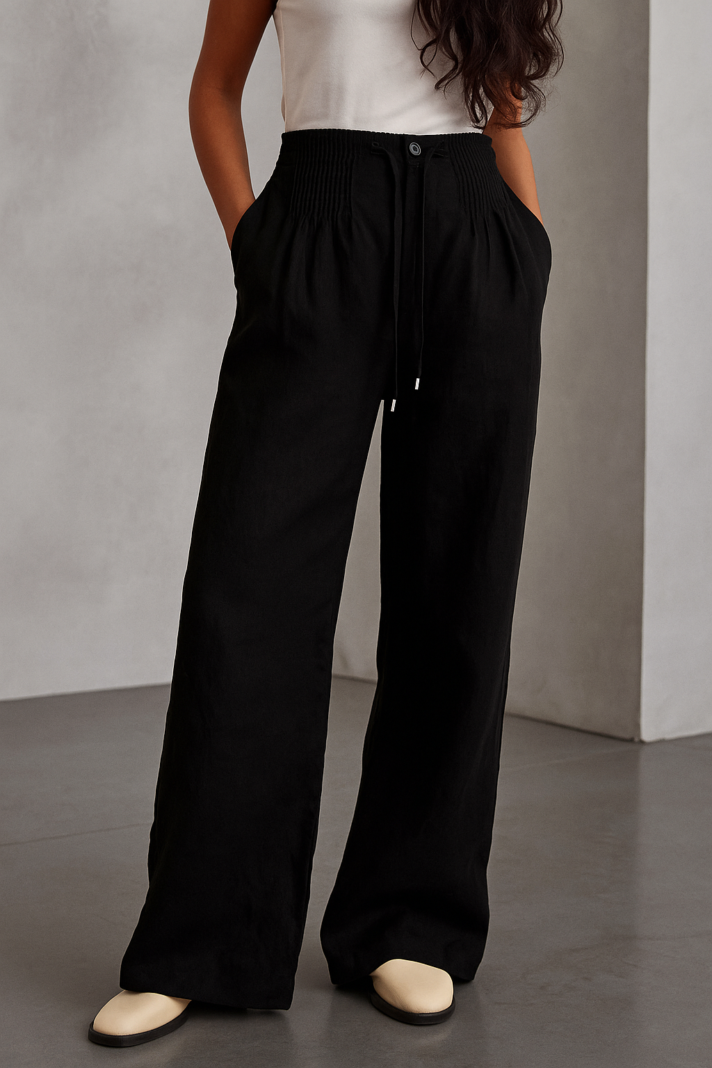 Camilla™ | Wide-leg Pants in Cotton and Linen Blend