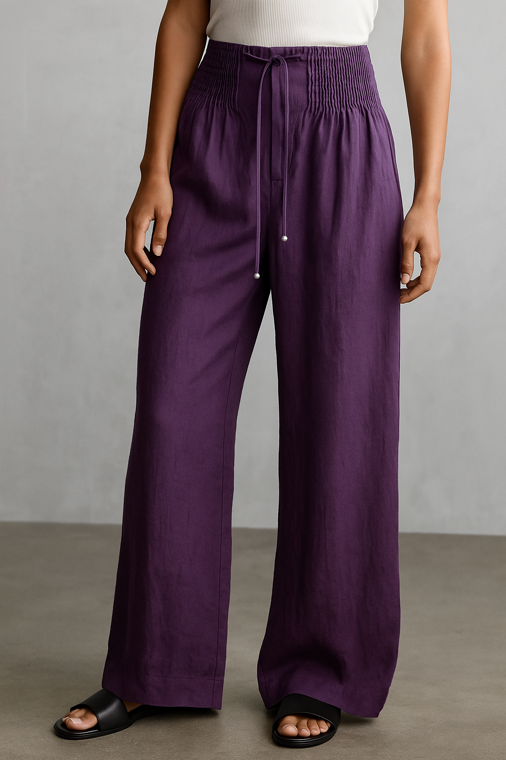 Camilla™ | Wide-leg Pants in Cotton and Linen Blend