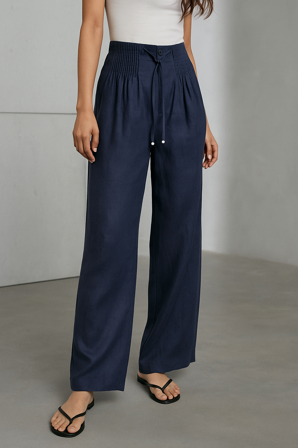 Camilla™ | Wide-leg Pants in Cotton and Linen Blend