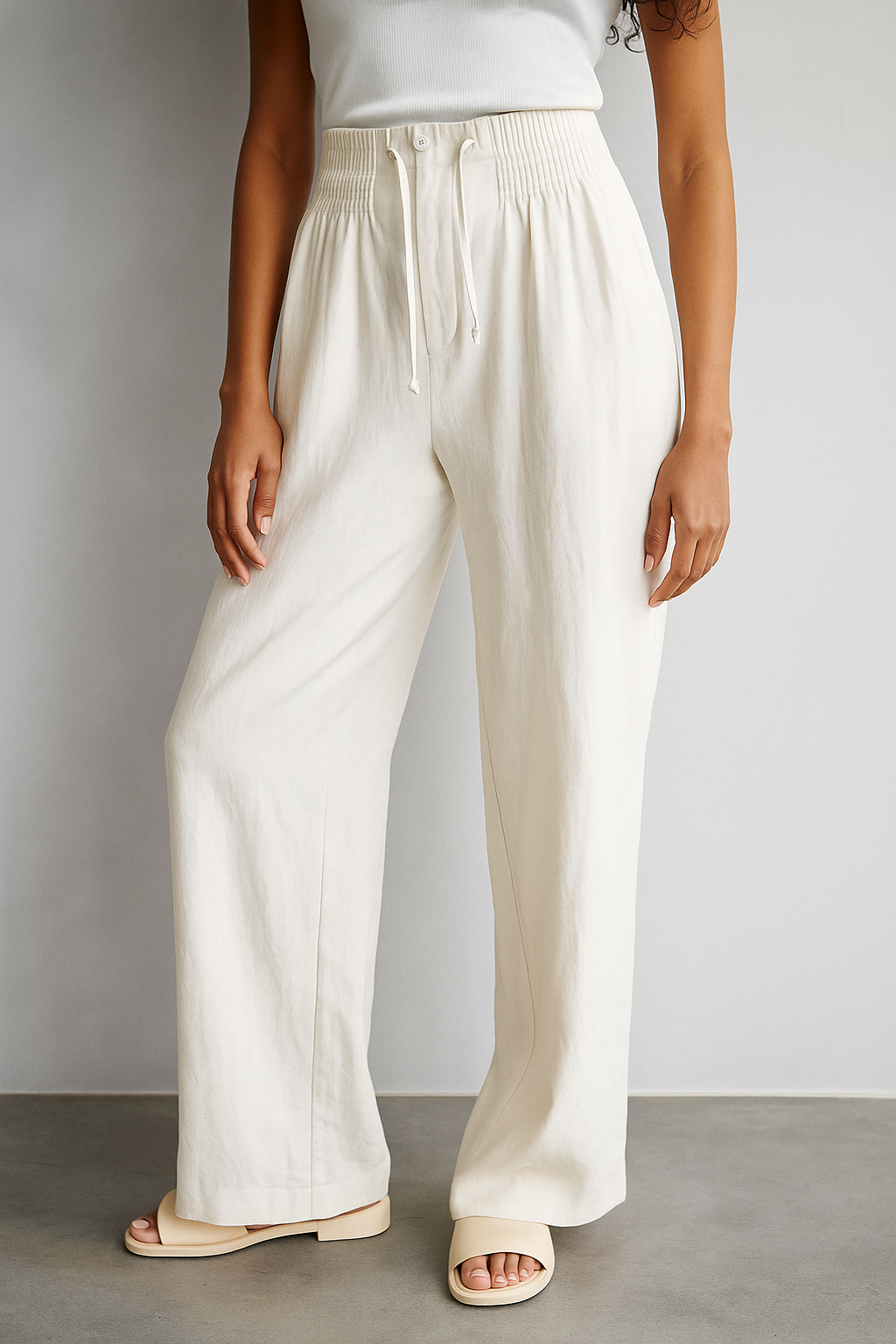 Camilla™ | Wide-leg Pants in Cotton and Linen Blend