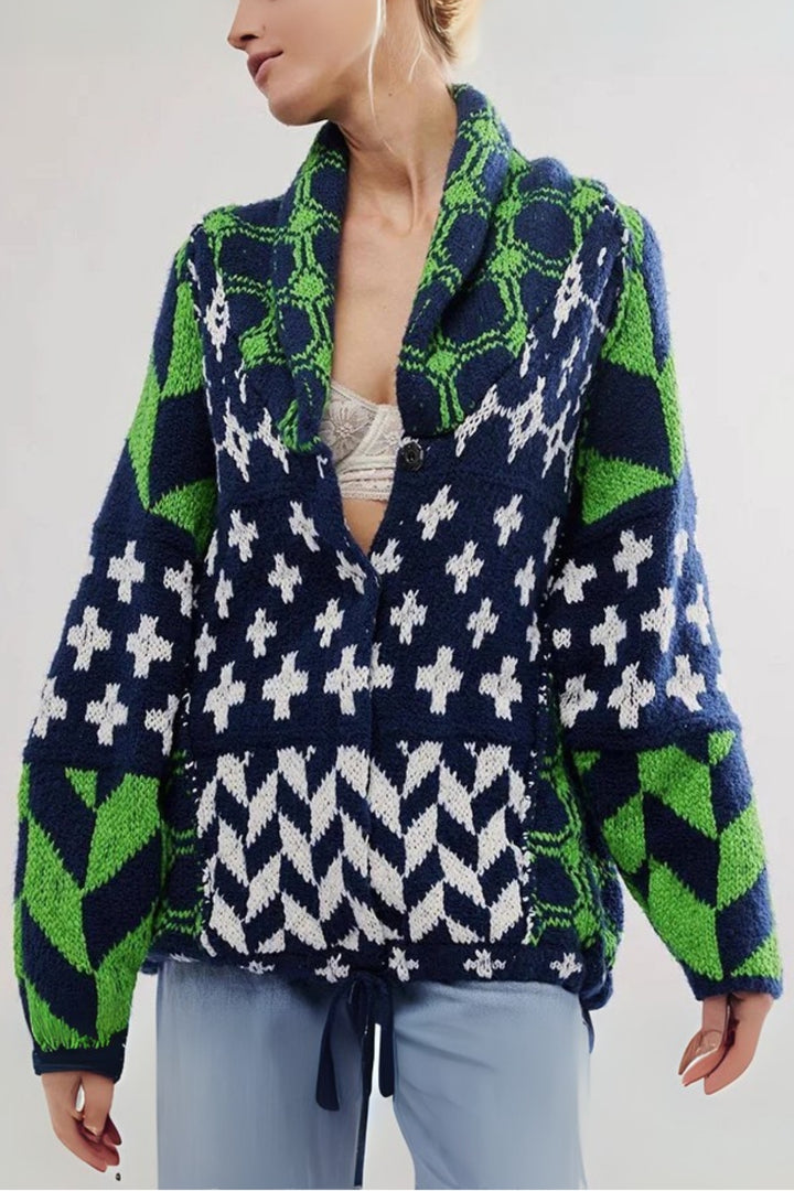 Portia™ | Abstract Printed Knitted Cardigan